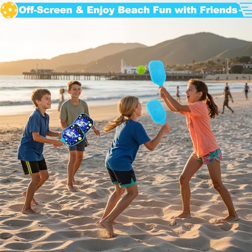 Kids Pickleball Paddles Set of 2, Outdoor Games for Yard Lawn Camping Beach, Lightweight Child-Size Pickleball Set Sports Gifts for Boy Girl 4 5 6 7 8 Year Old