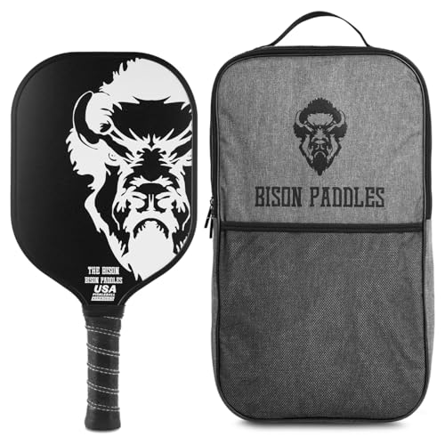 Bison Paddles: Carbon Graphite Pickleball Paddles - Lightweight Pickleball Rackets | Honeycomb Composite Core Improves Pickle Ball Placement and Increases Power | Durable Unibody Construction - color: Black Bison