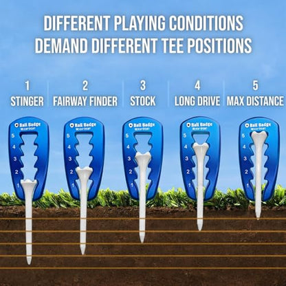 Adjustable Golf Tee Height Tool (5-Level Precision) – Universal Fit for Wooden & Plastic Tees, Consistent Tee Height Setter for Drivers, Fairway Woods & Irons, Durable Aluminum Golf Swing Training Aid - color: Blue