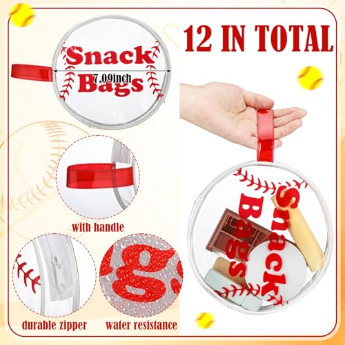Reginary 12 Pcs Baseball Snack Bags for Team Gifts Baseball Goodie Treat Candy Bags Pouch Clear PVC Waterproof with Zipper Party Favors for Team Christmas Birthday Gifts Sport Supplies - style: Baseball Snack Bag