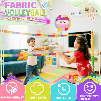 Soft Volleyball-Super Soft Fabric Light Volleyball for Indoor Practice Safe and Quiet Kids Youth Beginners House Yard Training Practice Games(Deflated) - color: Colorful