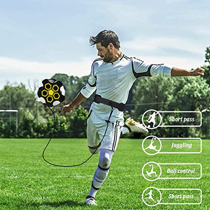 Football Kick Trainer, Soccer/Volleyball/Rugby Trainer Hands-Free Adjustable Solo Soccer Practice Aid Throw Training Equipment for Kids Adults Ball Sizes 3, 4, 5 - color: 5 Straps