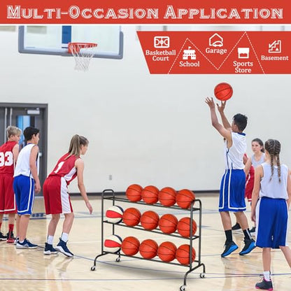 FHXZH Basketball Rack Training Stand - Tilt Ball Training Equipment Holder Shooting Rolling Storage Cart with Wheels Sports Outdoor Volleyball Soccer Football Garage Organizer Basketball Accessories