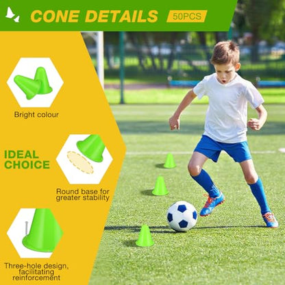 50 Pack 3.15 Inch Mini Cones for Sports Drills,Agility & Footwork Practice,Portable Small Cones for Indoor Outdoor Soccer,Basketball,Team Activities