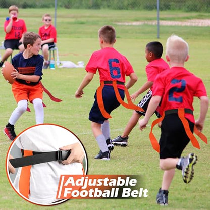Flag Football Belts for Youth, Kids and Adults Sport Team Building and Competition Training - color: Orange