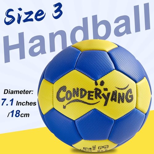 Handball Ball with Pump Needle PU Blue and Yellow Hand Ball Balls Single Handball Attractive and Durable Design for Youth League Game Training Practice