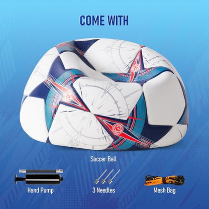 Soccer Ball Size 5, Professional Seamless Waterproof PU Training Game Ball Official Match Ball for Adults and Youth, Indoor & Outdoor with Pump and Mesh Bag