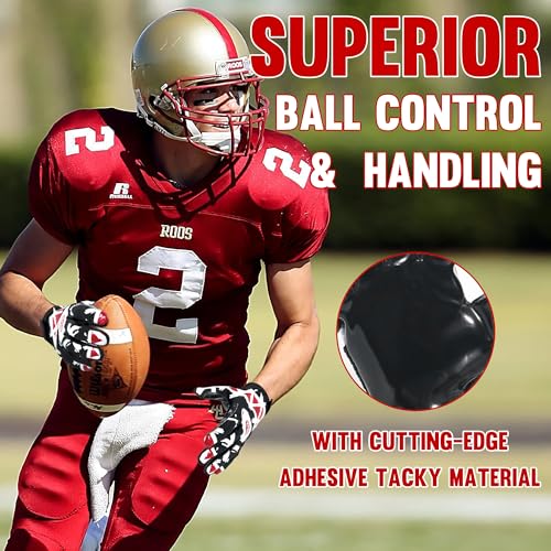 AIGEVTURE Youth Football Gloves Kids Receiver Gloves Sticky Football Gloves for Boys Girls - color: Black, size: Adult L