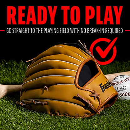 Franklin Sports Field Master Baseball + Softball Glove - Field Master Adult + Youth Baseball + Softball Mitt - Men's + Women's Gloves - Right Hand Throw