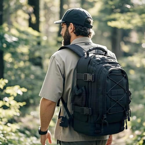 Miramrax Tactical Backpack Military Hiking Daypack - Molle Backpack for Men 3 Day Assault Pack Bug Out Bag for Camping Travel Army Hunting Gym Rucksack Survival (Black) - color: Black