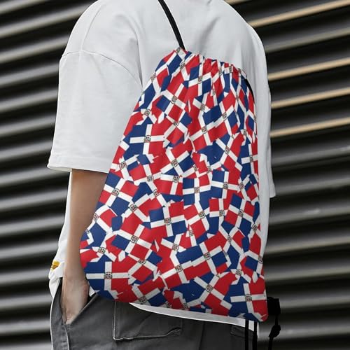 Beam Backpack Drawstring Sack Large Capacity for Soccer Basketball Sports Equipment Travel Men Women, Dominican Republic Flag Wave Bags - color: Picture (346)