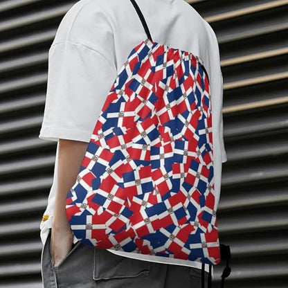 Beam Backpack Drawstring Sack Large Capacity for Soccer Basketball Sports Equipment Travel Men Women, Dominican Republic Flag Wave Bags - color: Picture (346)