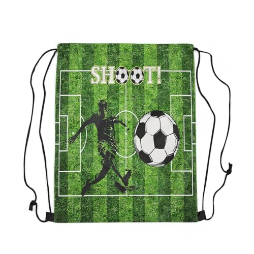 Football Game Drawstring Bag,American Ball Sports Drawstring Backpack,Football Field Draw String Bag Gym Packs Large Capacity - color: Green White