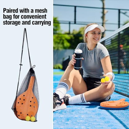 Beach Paddle Tennis Game Set for Teens, Adults and Beginners - Safe Paddleball with 2 Foam Paddle Rackets & 2 Soft Balls & Storage Bag - Indoor Outdoor Play for Park, Backyard, Home