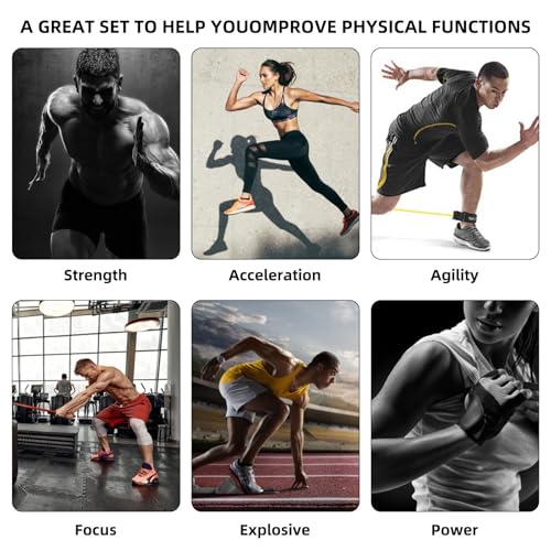 Resistance Speed Training Set, 8pcs Exercise Explosive Force Bounce Physical Equipment Double Rope Improve Agility Power Strength for Jumping Basketball Tennis Football Volleyball - color: Blue-6.6ft