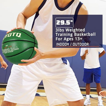 KUYOTQ 3lbs/2.2lbs Weighted Heavy Basketball 29.5/28.5" Training Size 7/6 Outdoor Basketball Equipment for Improving Ball Handling Dribbling Passing and Rebounding Skill(deflated)