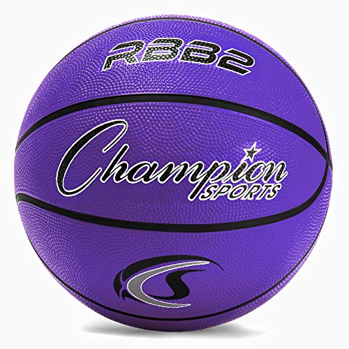 Champion Sports Rubber Basketballs – Durable Indoor & Outdoor Training & Recreational Game Balls, Multiple Sizes & Colors - color: Purple, style: Junior (Size 5 - 27.5")