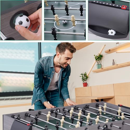 RAYKEEP Foldable Multi Game Table, 4-in-1 Combo Game Table Set with Ping Pong, Hockey, Pool Billiards and Foosball for Adults, Home, Game Room, Friends & Family - color: Light wood grain
