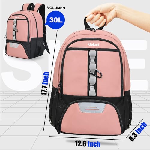 Goloni Youth Soccer Bag,Basketball Bag with Ball Compartment & Shoe Compartment,Backpack for Football Volleyball Basketball - color: Flesh Pink