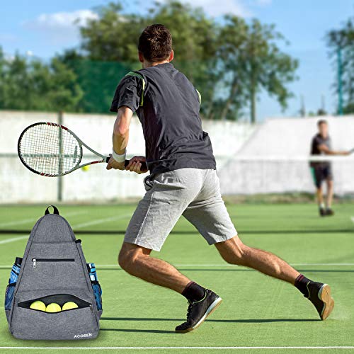ACOSEN Tennis Bag Tennis Backpack - Large Tennis Bags for Women and Men to Hold Tennis Racket,Pickleball Paddles, Badminton Racquet, Squash Racquet,Balls and Other Accessories - color: Gray