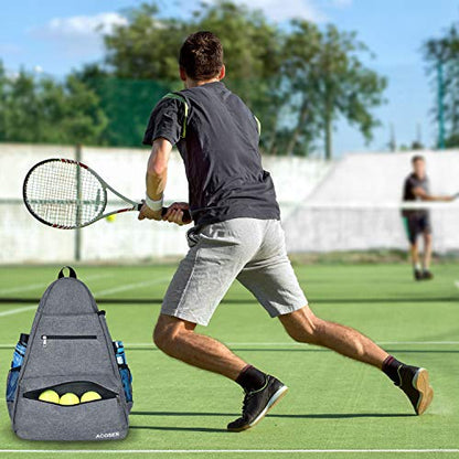 ACOSEN Tennis Bag Tennis Backpack - Large Tennis Bags for Women and Men to Hold Tennis Racket,Pickleball Paddles, Badminton Racquet, Squash Racquet,Balls and Other Accessories - color: Gray