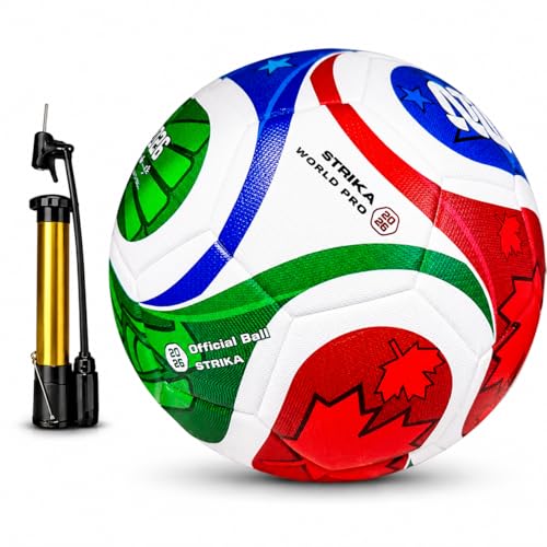 STRIKA Soccer Ball Size 5 & 4 – World Pro Match Level Performance, Thermo Bonded Seamless Design, True Flight Control, Indoor Outdoor Training & Game Ball, Includes Pump - color: WC - Pro, size: 4