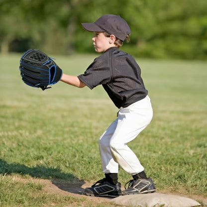 Baseball Glove,Baseball Softball Mitt with Ball for Kids Youth Adults Training and Beginner,Right Hand Throw,Left Hand Glove - color: Black Blue, size: 10.5"