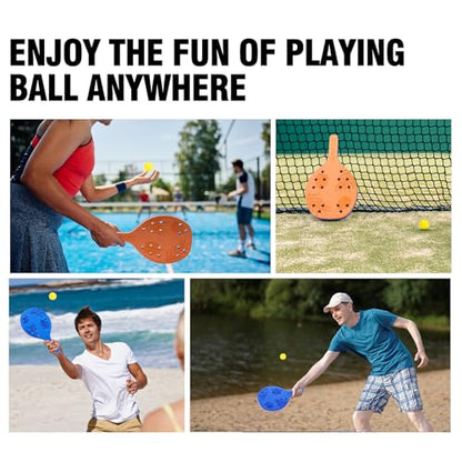 Beach Paddle Tennis Game Set for Teens, Adults and Beginners - Safe Paddleball with 2 Foam Paddle Rackets & 2 Soft Balls & Storage Bag - Indoor Outdoor Play for Park, Backyard, Home