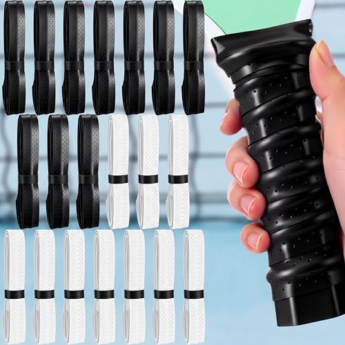 20 Pcs Paddle Grip Tape Bulk Compatible with Pickleball, Overgrip Replacement Grip Wrap for Rackets Anti-Slip Grips Easy Installation and Performance - color: Black and White