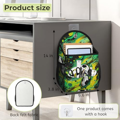 QsirBC Soccer Ball Art 1 Pack Wall Hanging Organizer Bag, Waterproof Polyester Storage Bag with Multiple Pockets, Collapsible Hanging Shelves for Home, Kitchen, Closet Organization