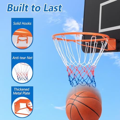 Goplus 18’’/15’’ Replacement Basketball Rim, Wall Door Mounted Basketball Hoop with All Weather Net, Indoor Outdoor Hanging Basketball Rim Goal Outside - size: 15", style: Orange