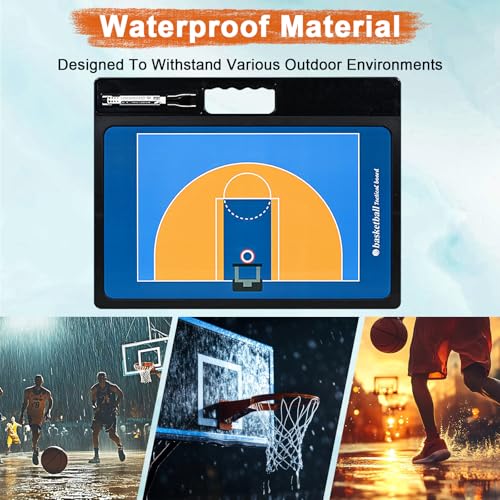Basketball Coaching Board, Double-Sided Magnetic Tactics Clipboard with Dry Erase Marker, Portable Strategy Board for Coaches Training, Matches and Coach Gifts