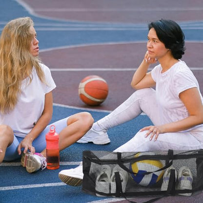 VICASKY Large Mesh Basketball Bag with Zipper and Shoulder Strap, Portable Sports Equipment Carrier for Basketballs and Volleyballs, Heavy-duty Net Bag for Coaches and Team Training
