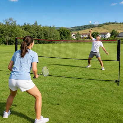 OLIXIS Portable Badminton Net, 2-5 FT Height Adjustable Volleyball Net, Badminton Net with Carry Bag, Volleyball Net, Pickball Net, Backyard Game Indoor Outdoor Use