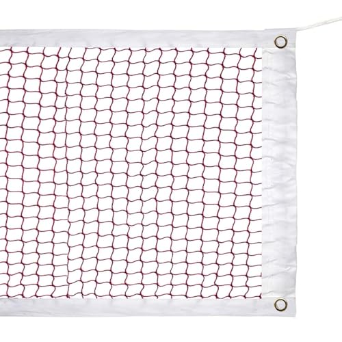 Outdoor Replacement Badminton Net, Indoor Standard Regulation Badminton Court Netting Only, for Backyard Beach Garden, 20 FT x 2.5 FT, Red Polypropylene with White Borders