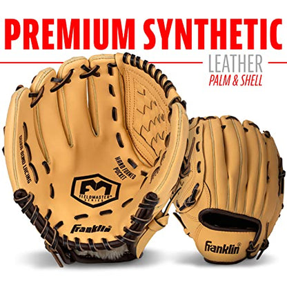 Franklin Sports Field Master Baseball + Softball Glove - Field Master Adult + Youth Baseball + Softball Mitt - Men's + Women's Gloves - Right Hand Throw - color: Camel, style: 10" - Basket Web