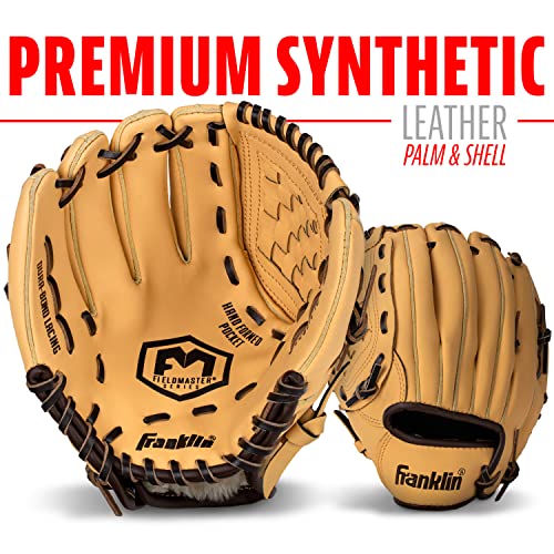Franklin Sports Field Master Baseball + Softball Glove - Field Master Adult + Youth Baseball + Softball Mitt - Men's + Women's Gloves - Right Hand Throw - color: Camel, style: 10" - Basket Web