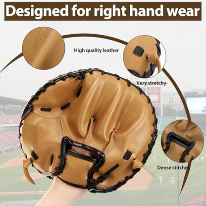 VioraWhite Pancake Baseball and Softball Training Glove - Flat & Soft Premium PVC Fielding Gear for Left-Hand Throw, Great Choice for Teens - color: Brown