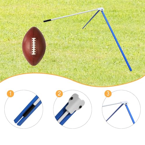 Colaxi Football Kicking Tee Rugby Practice Stand Adjustable Soccer Launcher Any Size Ball Field Goal Football Holder for Kids Adults - color: Blue White