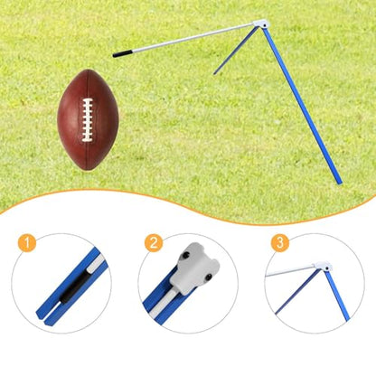 Colaxi Football Kicking Tee Rugby Practice Stand Adjustable Soccer Launcher Any Size Ball Field Goal Football Holder for Kids Adults - color: Blue White