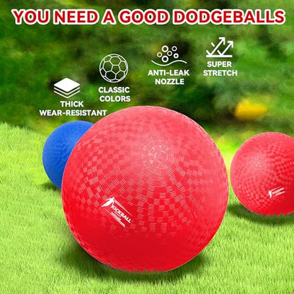 10 Inch Kickball Set, Playground Ball with Carrying Bag, Dodge Balls for Kids and Adults, Bouncing Sport Handball and Toy Ball, Outdoor Balls Official Camps