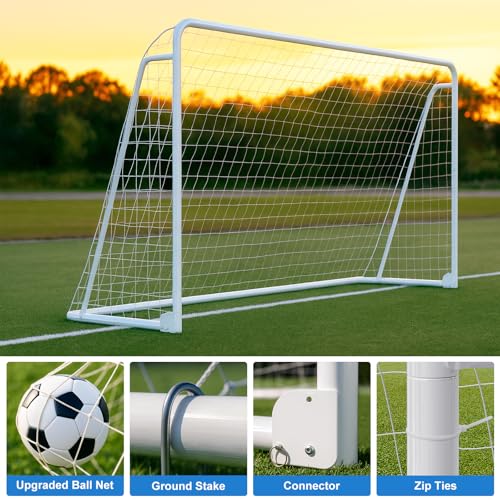MOPHOTO Soccer Goal, 6X4/8x6/10x6.5/12x6/16x7/18.5x6.5/21x7/24x8ft Soccer Goals for Backyard, Full Size Soccer Goal for Teens & Adults Training - size: 10x6.5FT, style: Alloy Steel-Foldable