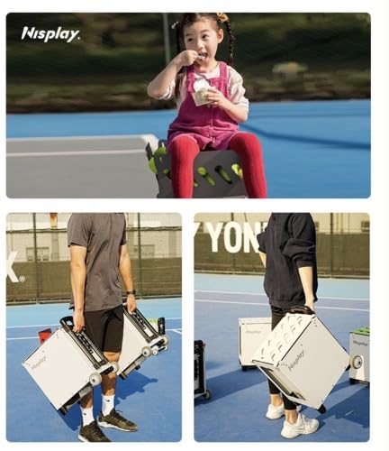Portable Tennis Ball Machine (26lbs) - Dual Motor for TopSpin and Backspin, 80+ Balls, Max 68MPH, 4+ Hours Play with External Lithium Battery - style: N2 Ball Machine Only (Space Gray)