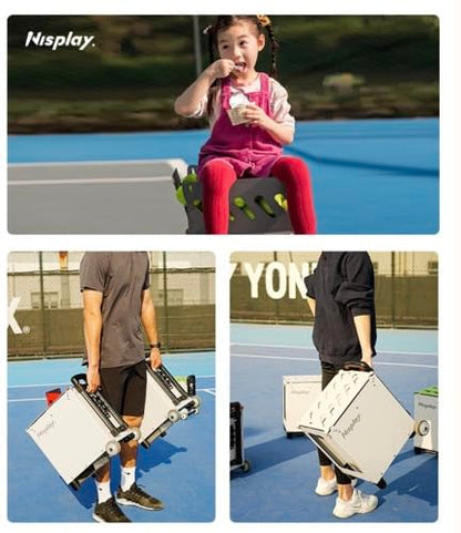 Portable Tennis Ball Machine (26lbs) - Dual Motor for TopSpin and Backspin, 80+ Balls, Max 68MPH, 4+ Hours Play with External Lithium Battery - style: N2 Ball Machine Only (Space Gray)