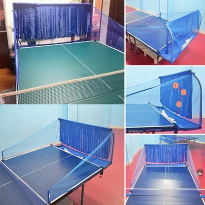 Table Tennis Ball Catch Net, Ping Pong Ball Collector Net with Tassels Design, Table Tennis Return Net for Ping Pong Robot Serve or Multi-Ball Practice, Easy Set Up