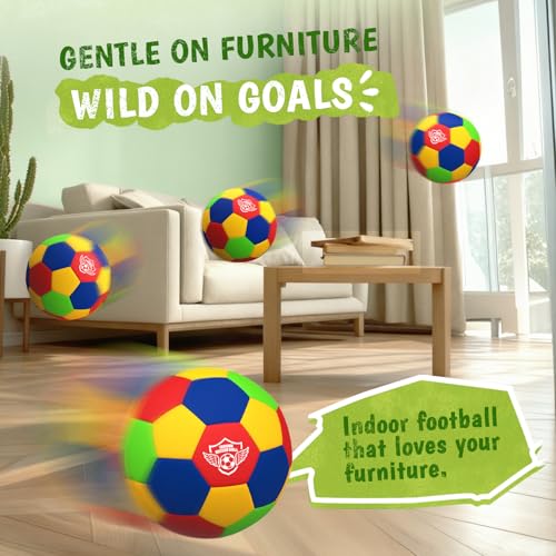 HopeRock Indoor Soccer Ball, Size 4 Soft Foam for Toddlers and Kids, Silent in House, for Youth Boys and Girls Aged 3-12 Years Old - size: Size 4-2Pack