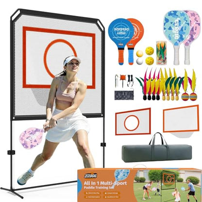 Portable Pickleball Net – Regulation Size Outdoor & Indoor Paddle Game Set with Ball Catch Net & Removable Target – Heavy Duty Steel Frame, Carry Bag – Family Fun for Backyard, Park, Beach