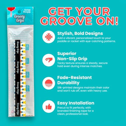 Pickleball Paddle Grip Tape - Stylish Tennis Overgrips, Non-Slip & Precut Racket Grip for Pickleball, Tennis, Badminton - color: Aztec Burst, size: 1 Grip