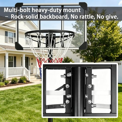Portable Basketball Hoops Outdoor Adjustable Height Basketball Goal for Kids Youth Adults in Backyard/Basketball Court/Garage/Indoor Shatterproof Backboard Canasta De Basketball