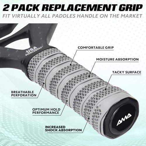 AMA SPORT Pickleball Paddle Grip Tape 2 Pack Pickleball Overgrip Replacement Grip Wrap for Pickleball Rackets Anti-Slip Grip Ridge Easy Installation and Long-Lasting Performance